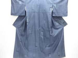 枡に格子模様織り出し手織り紬着物